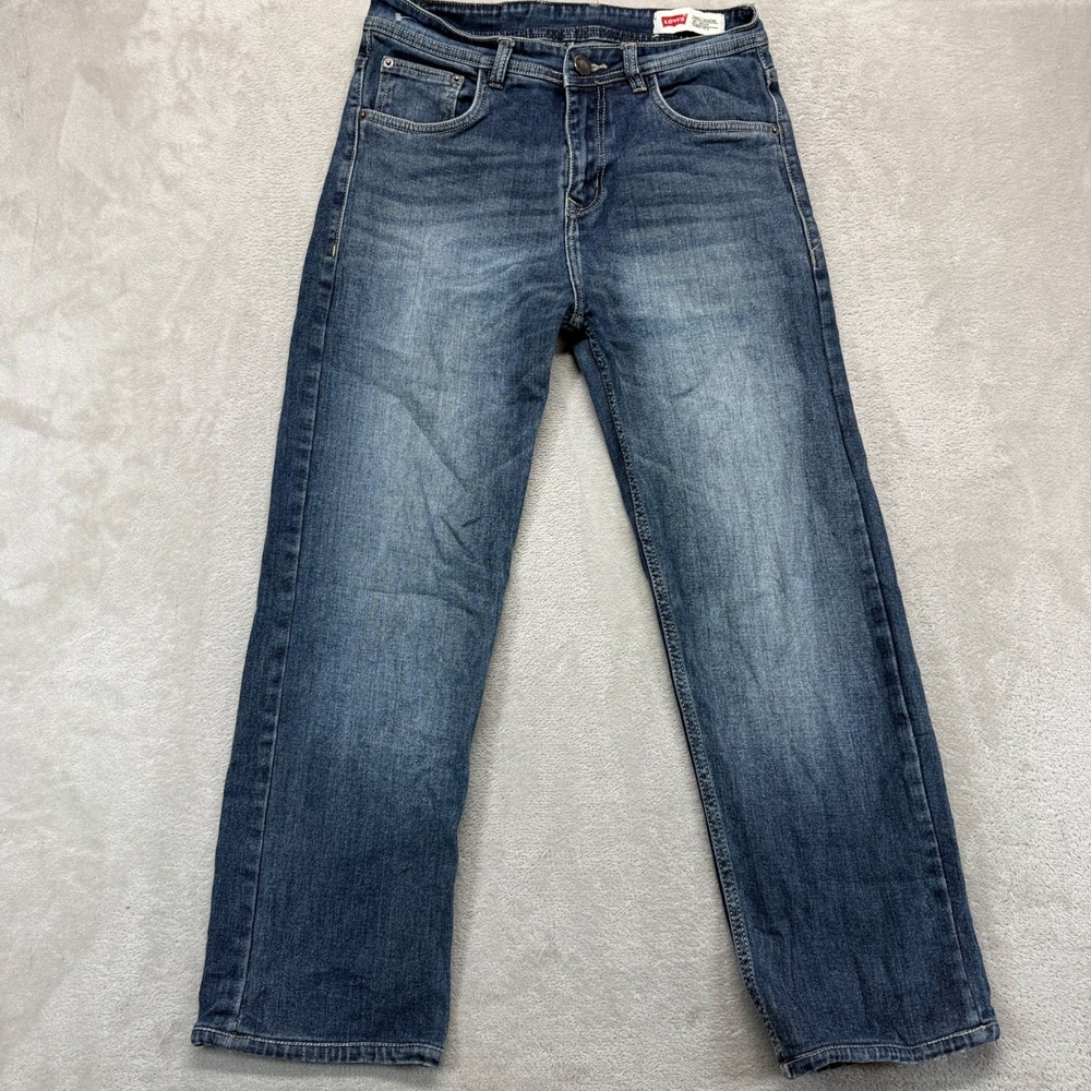 Levi's 513 Jeans Mens 30x24 Blue 513 Slim Straight Leg Faded‎ Whiskered Denim